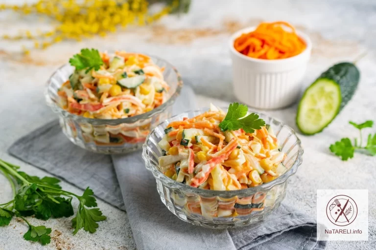 Korean salad with crab sticks and carrots