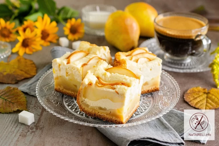 Pie with cottage cheese and pear