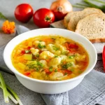 Vegetable soup with cauliflower and lentils